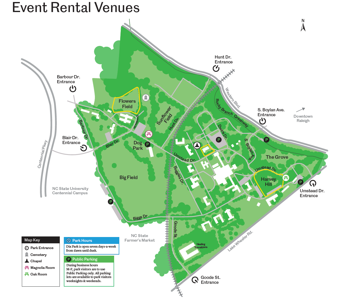 Dix Park Event Rental Venue Map July 2022