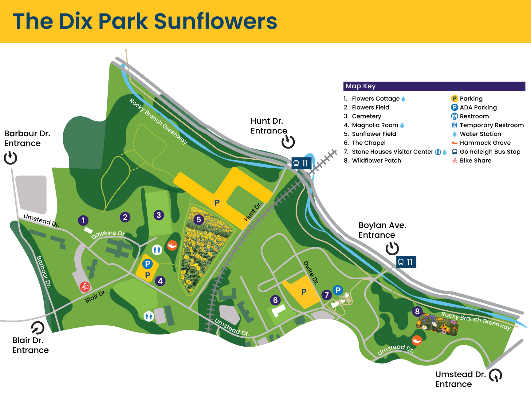 2024 Dix Park Sunflower Visitor Map