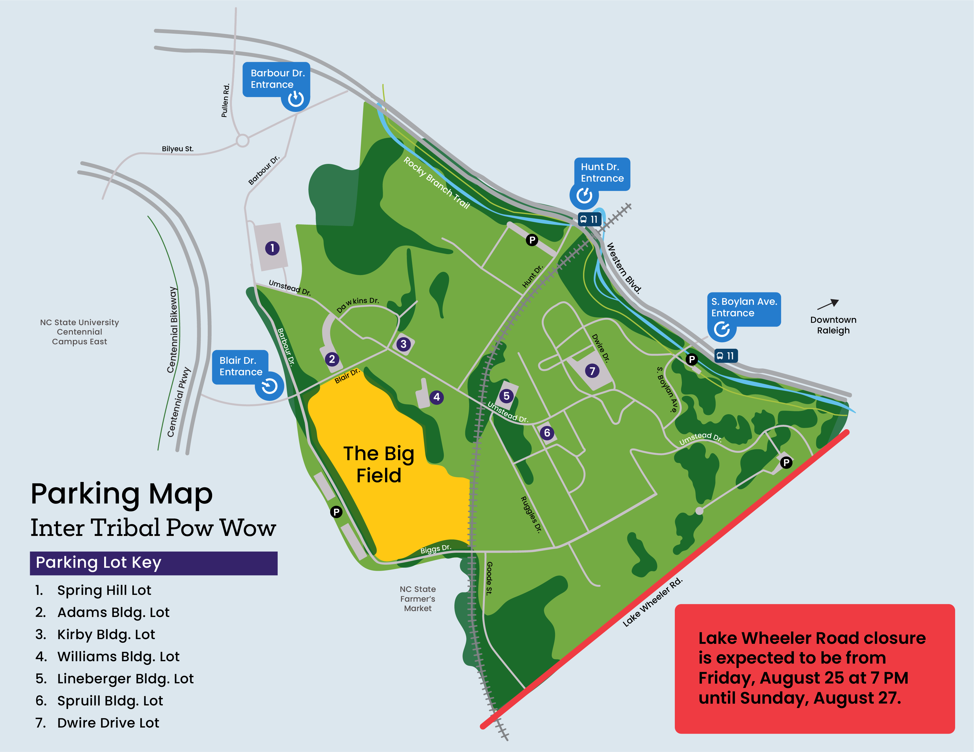 Parking Map for events on the Big Field 