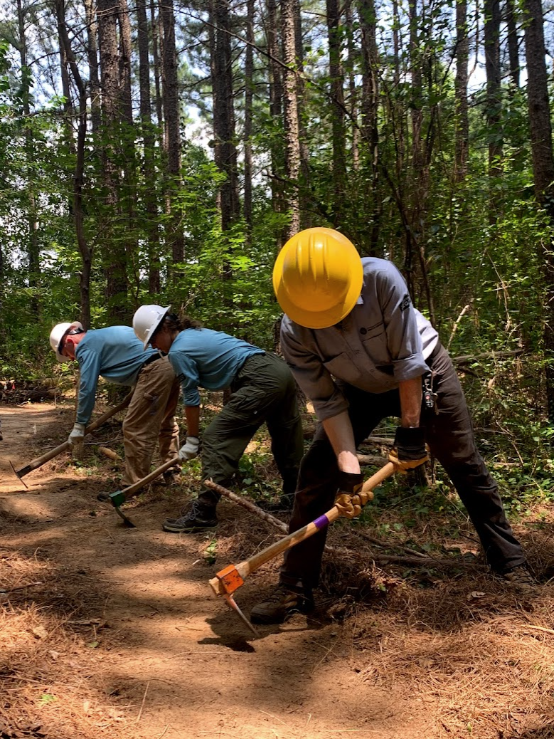 CCNC Youth Conservation Corps at Dix Park trail building 2021