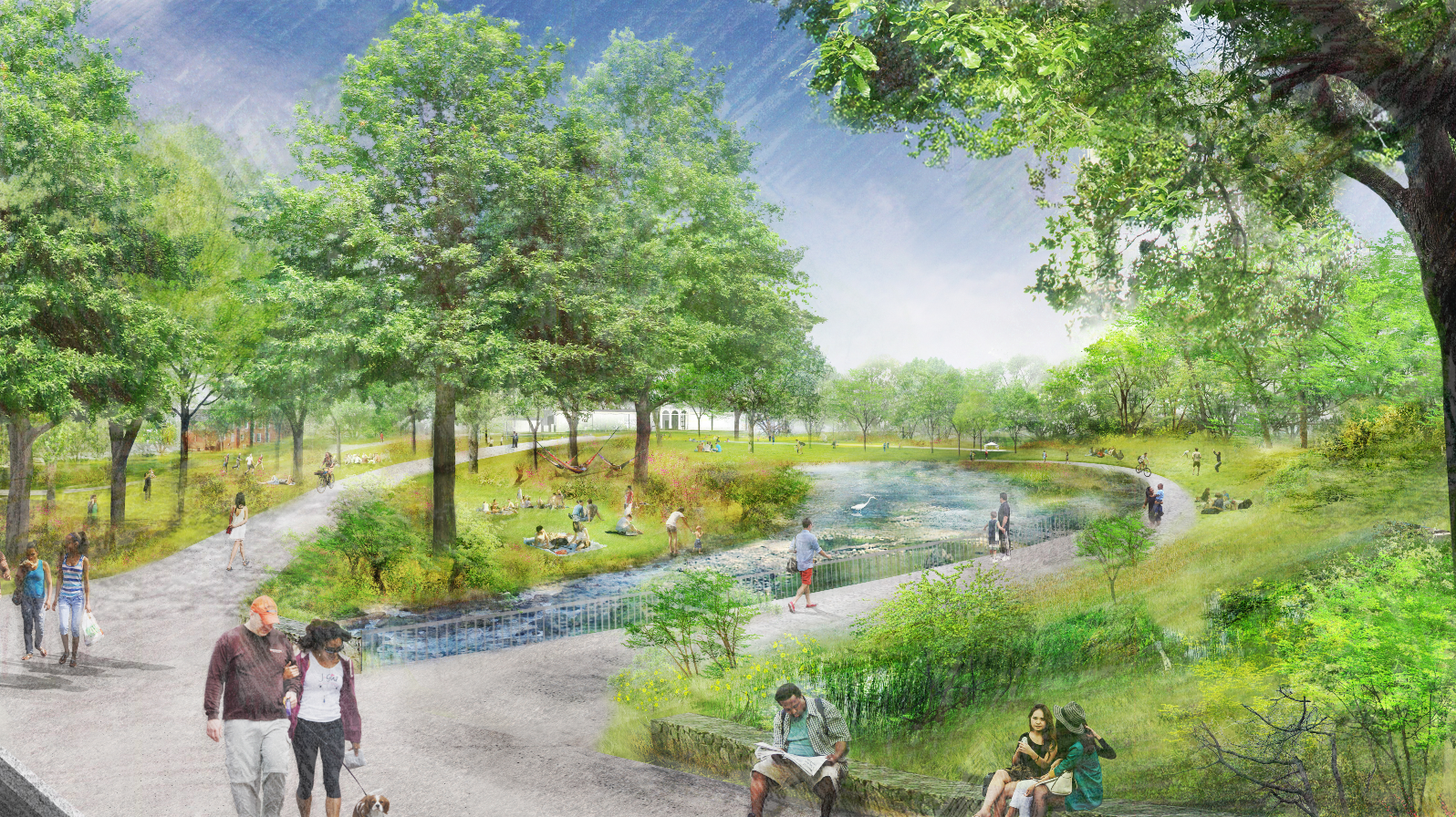 Creek rendering from the Dix Park Master Plan 
