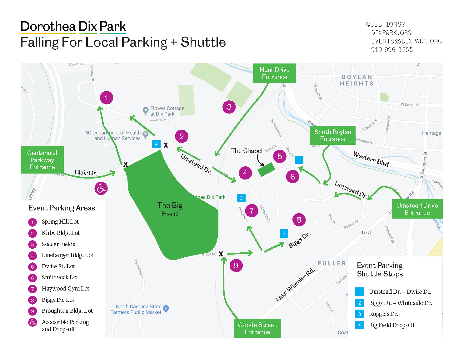 Falling For Local Parking + Shuttle Map
