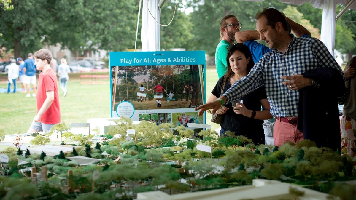 Gipson Play Plaza model at the Groundbreaking event