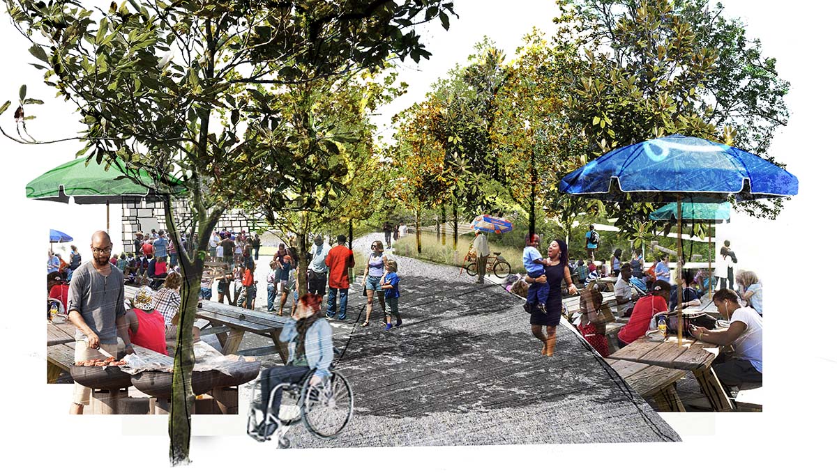 Picnic Grove rendering for Plaza & Play