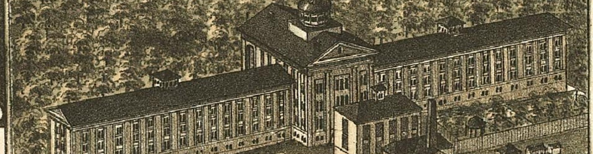 1879 sketch of the original Dix hospital called a lunatic asylum