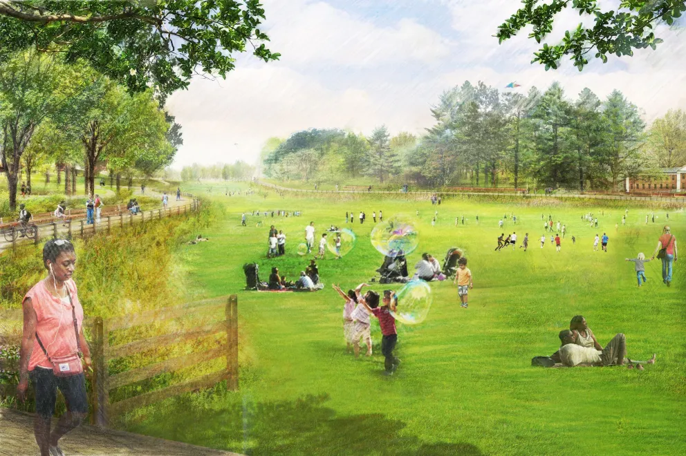 'The Meadow' rendering from the Dix Park Master Plan