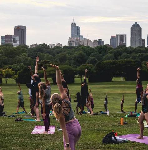 Yoga on Flowers Field