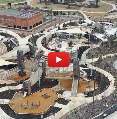 Drone Image of Gipson Play Plaza construction