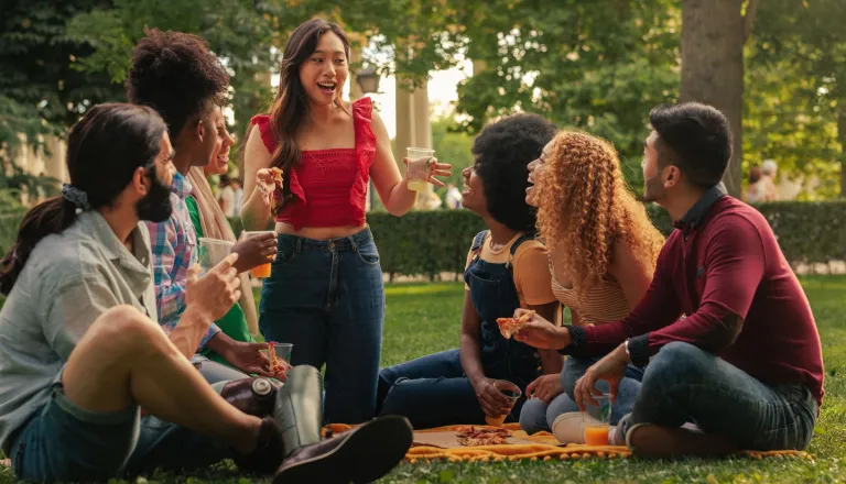 Group of friends having a picnic