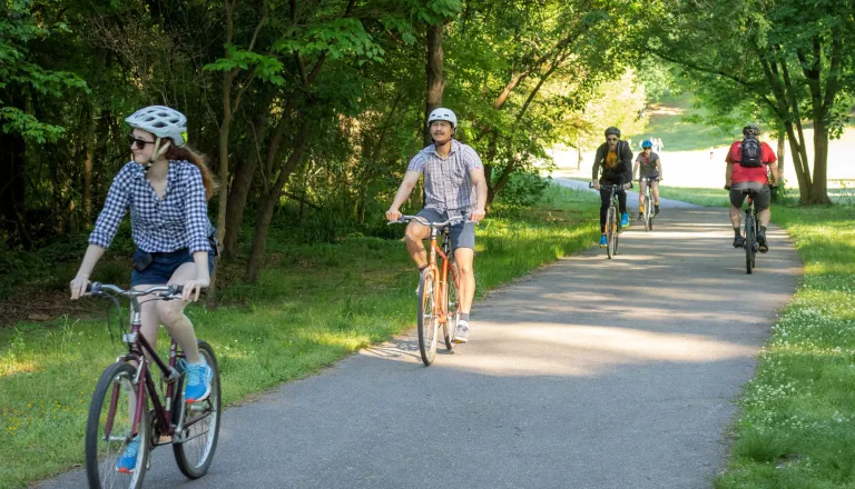 Bikers on the Rocky Branch Greenway