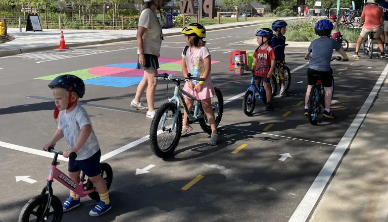 Learn to Ride Your Bike participants at the Traffic Garden