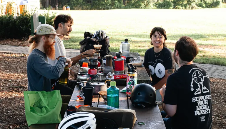 Oaks and Spokes coffee ride group at Flowers Field