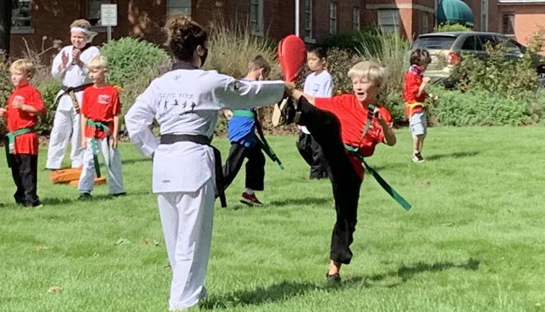 kids doing exercise outside