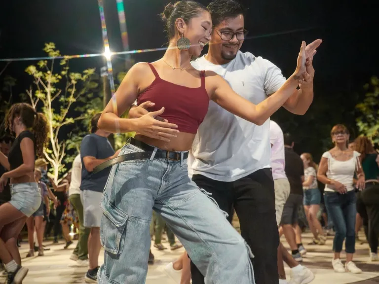 People dancing at the 2025 Oak City Music Collective Block Party at Dix Park