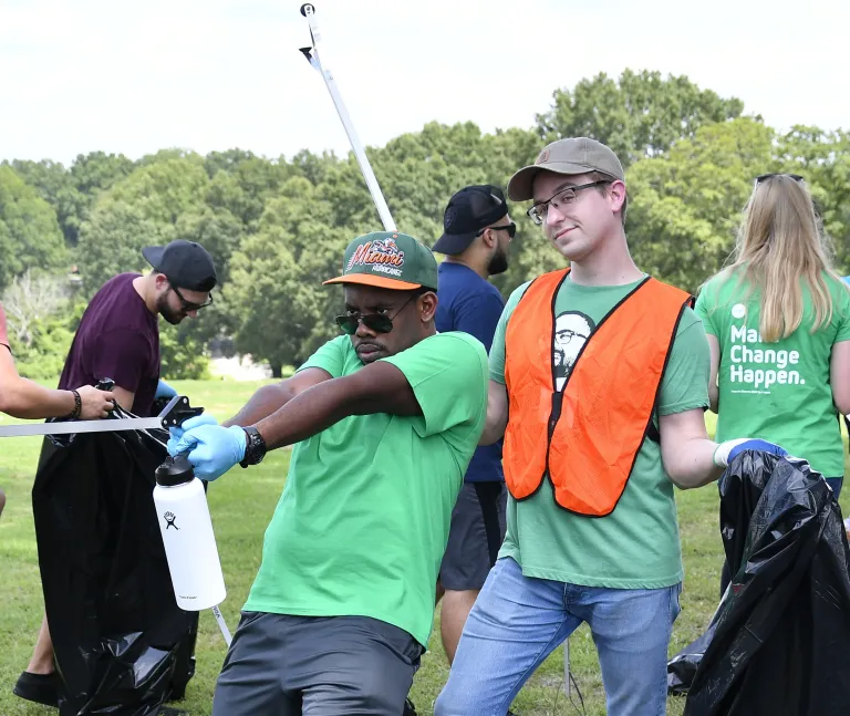 Young adults volunteering